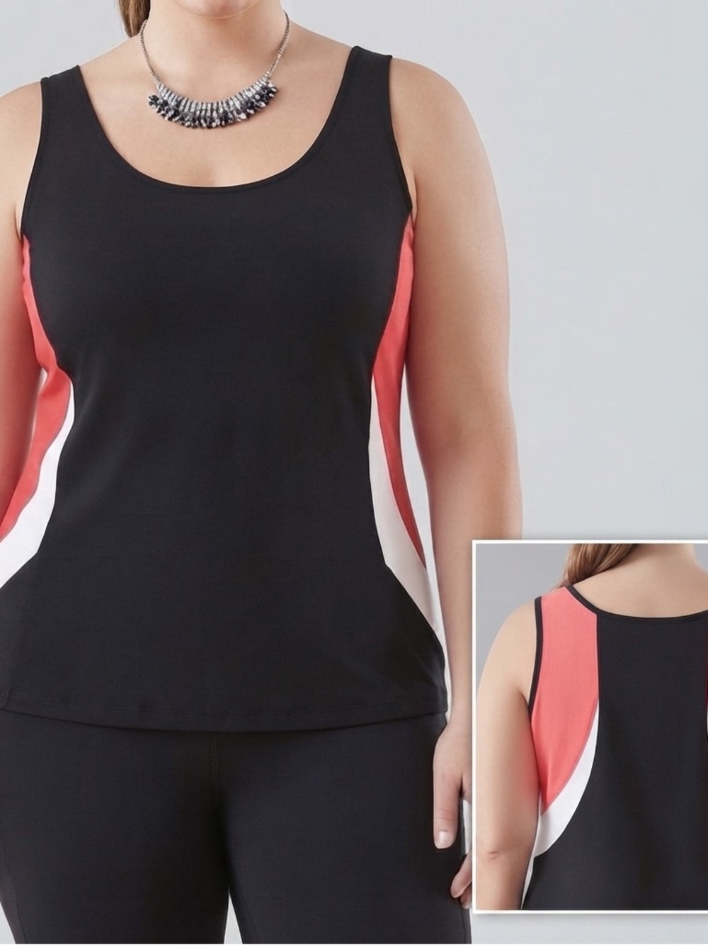 😍SHOW SPECIAL - Reitmans Petites Black White Pink Stretch Tank Top plus XXL